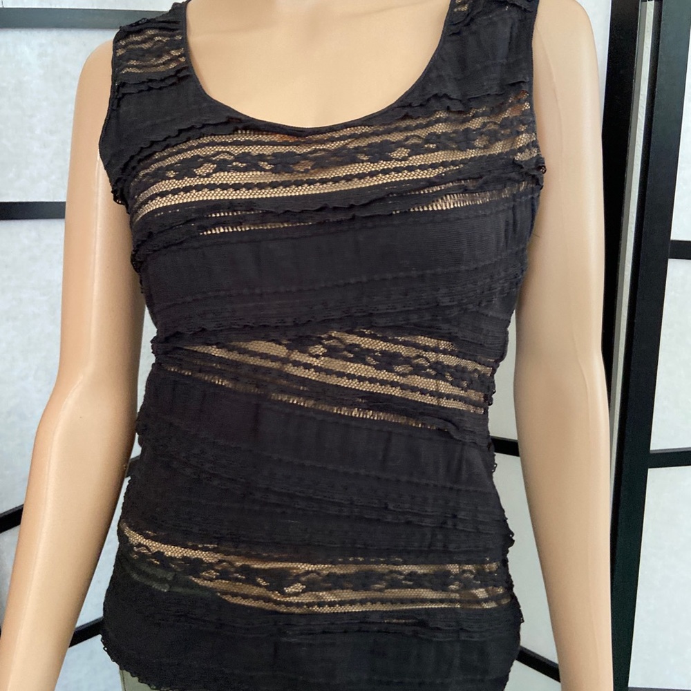Max Studio black/nude lacy tank